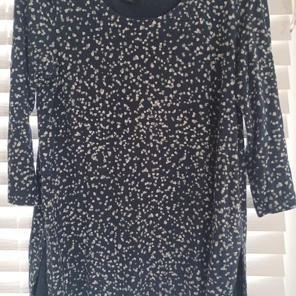 J.Jill Wearever Collection Women’s S Petite Tunic Top Navy White Abstract Dot - Picture 4 of 6